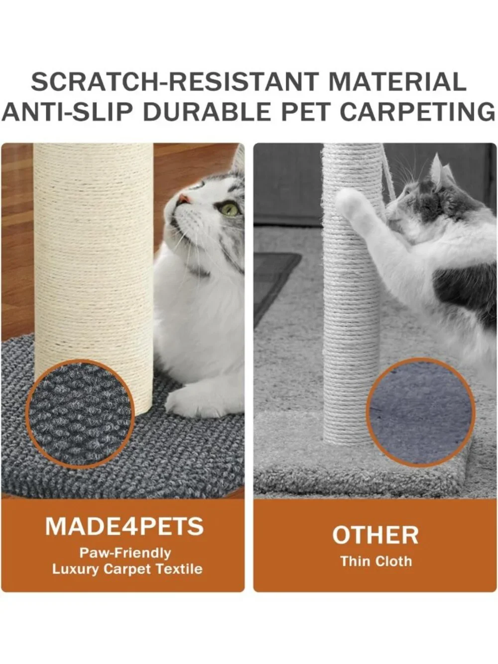 Tall Cat Scratching Post with Sisal & Carpet, 33